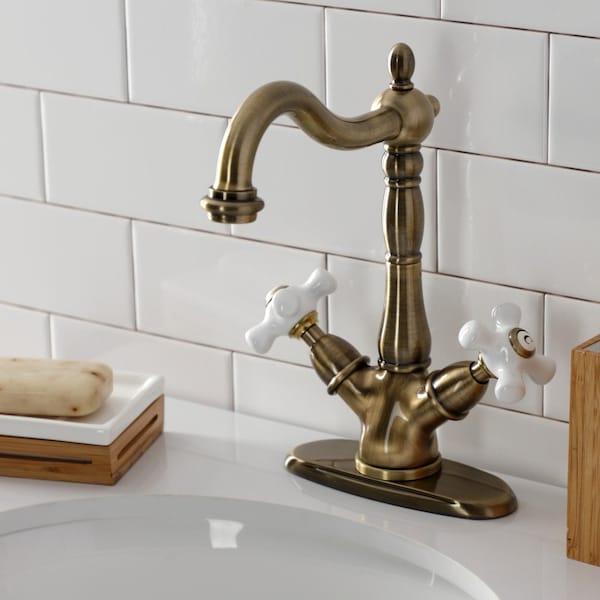 KS1493PX Vessel Sink Faucet, Antique Brass